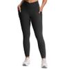 Aoxjox Women's Trinity High Waisted Yoga Pants with Pockets Cross-Waist Tummy Control Buttery Soft Workout Leggings 26" (Black V-Waist, Small) view 1