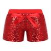 FEESHOW Little Kids Girls Sparkling Sequins Elastic Waistband Shorts Athletic Tumbling Bottoms Red 1-2 Years view 1