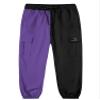 SANGTREE Women's Cargo Pants Elastic Waist Drawstring Tapered Jogger Pants with Pockets for Women,Colorblock-Purple Black,L view 3