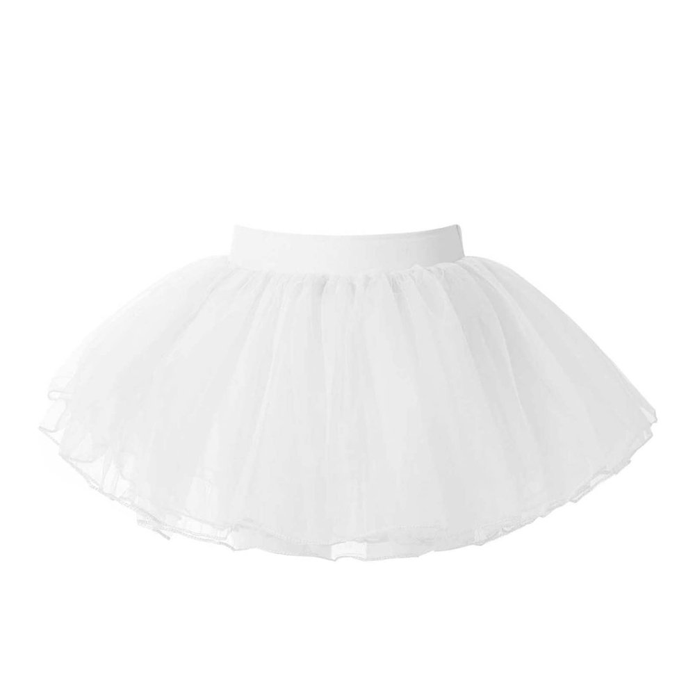 easyforever Kids Girls Chiffon Ballet Dance Pull-on Wrap Skirt Classic Workout Tutu Skirt with Waist Tie W White 6-11 Years