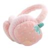 ARTIBETTER Winter Embroidered Earmuff Strawberry Plush Ear Warmers Cold Weather Ear Cover Outdoor Furry for Girls Christmas Birthday Pink view 1
