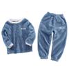FEESHOW Girls Boys Soft Warm Fleece Pajamas Set Kids Autumn Long Sleeve Sleepwear Loungewwear Blue 7-8 Years view 1