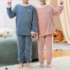 FEESHOW Girls Boys Soft Warm Fleece Pajamas Set Kids Autumn Long Sleeve Sleepwear Loungewwear Blue 7-8 Years view 2