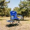 FUNDANGO Folding Padded Camping Arm Chair, Portable Outdoor Full Back Lawn Chair with Side Table Cup Holder Side Pocket for Garden Camping Picnic BBQ Concert with Carry Bag, Support 300LBS view 2