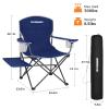 FUNDANGO Folding Padded Camping Arm Chair, Portable Outdoor Full Back Lawn Chair with Side Table Cup Holder Side Pocket for Garden Camping Picnic BBQ Concert with Carry Bag, Support 300LBS view 3