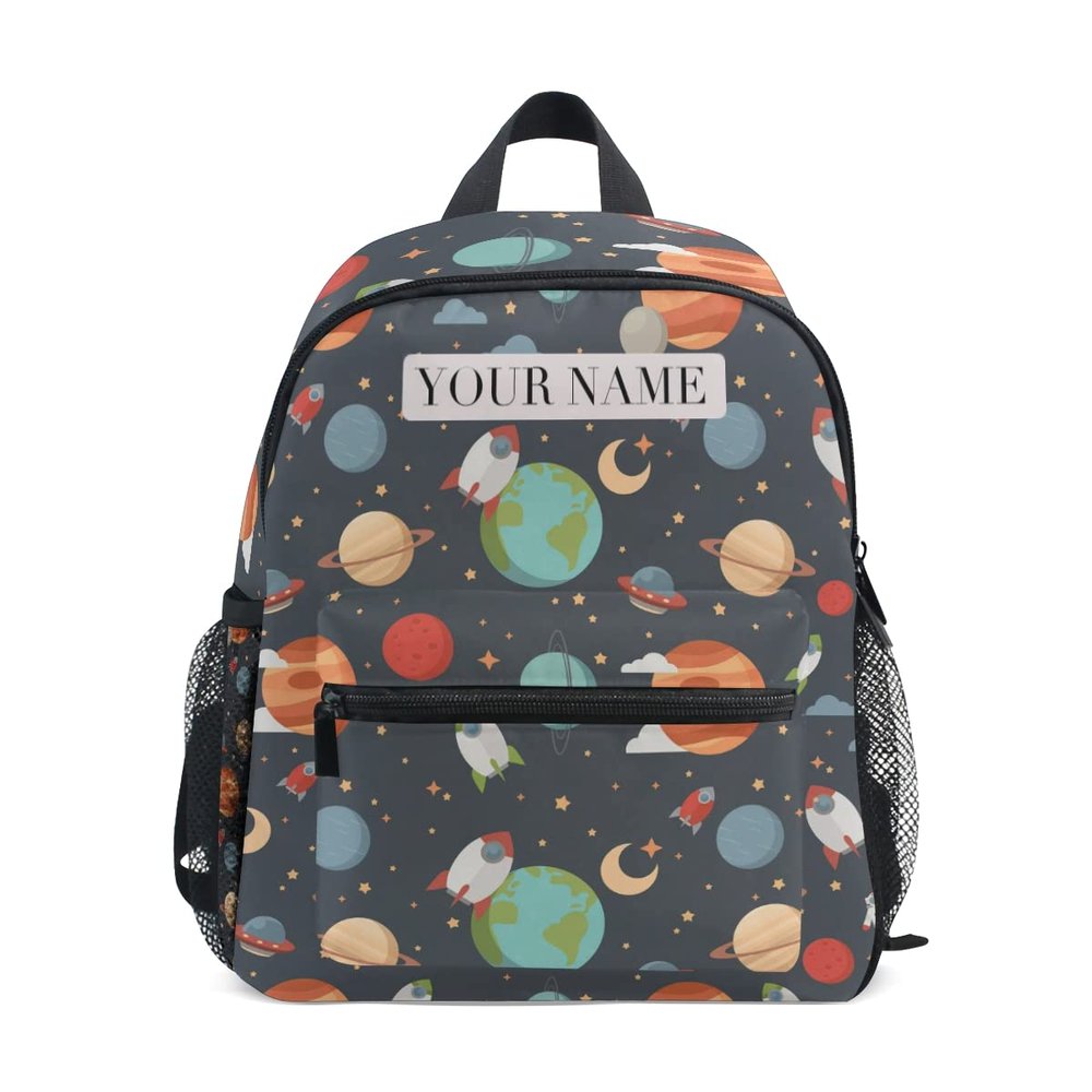 OREZI Cute Kids Back Pack Custom Kid's Name Toddler Backpack, Personalized Backpack with Name/Text Daycare Bag, Customization Planet Nursery Bag Preschool Backpack