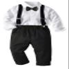 CORATED Toddler Dress Suits Baby Boys Clothes Sets Bowtie Shirts Suspenders Pants 4pcs Gentleman Outfits Suit 6 Month - 6 Years (White0001, 12-18 Months) view 1