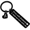 Nimteve Gifts For Men Drive Safe Handsome Mens Gifts For Him Dad Husband Boyfriend Initial Drive Safe Keychain Birthday 26 Letter (A) view 1