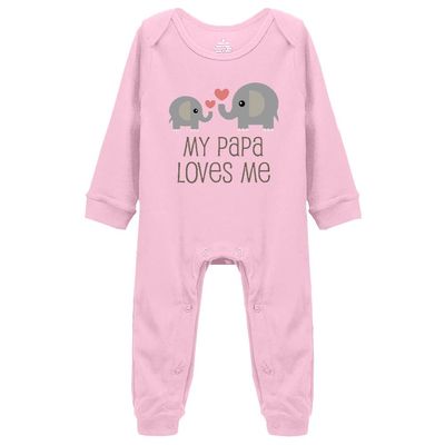 My Papa Loves Me Baby Long-Sleeved Trousers Bodysuits Pajamas Newborn Sleepers Girl and Boy Clothes Pink