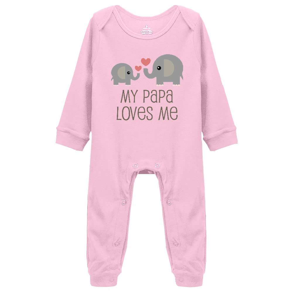 My Papa Loves Me Baby Long-Sleeved Trousers Bodysuits Pajamas Newborn Sleepers Girl and Boy Clothes Pink