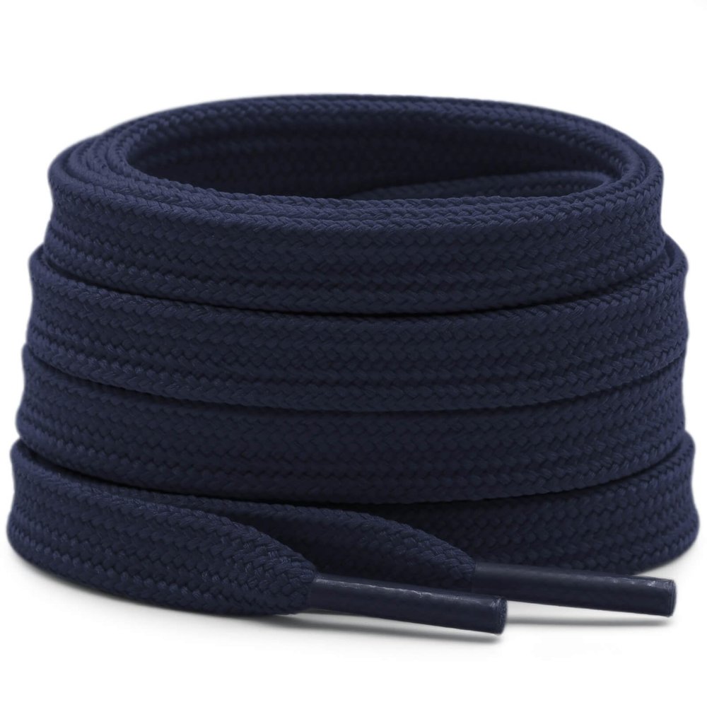 DELELE Solid Flat Shoe Laces: Hollow Thick Navy Shoelaces for Sneakers 2 Pair 71 inch