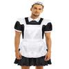 Alvivi Men's Short Sleeve Satin French Maid Uniform Crossdressing Sissy Lingerie Fancy Dress Outfits Black Large view 1