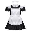 Alvivi Men's Short Sleeve Satin French Maid Uniform Crossdressing Sissy Lingerie Fancy Dress Outfits Black Large view 2