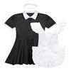 Alvivi Men's Short Sleeve Satin French Maid Uniform Crossdressing Sissy Lingerie Fancy Dress Outfits Black Large view 4