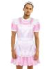 Alvivi Men's Short Sleeve Satin French Maid Uniform Crossdressing Sissy Lingerie Fancy Dress Outfits Pink X-Large view 1