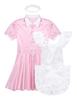 Alvivi Men's Short Sleeve Satin French Maid Uniform Crossdressing Sissy Lingerie Fancy Dress Outfits Pink X-Large view 4