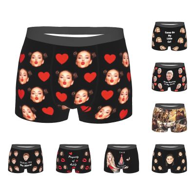 MESHELEY Custom Underwear Personalized for Men Boyfriend Husband Boxer Briefs with Photo Face Valentines Day Gifts for Him X-Large