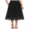 EXCHIC Women's Casual Chiffon Elastic Waist A-Line Pleated Swing Midi Skirt with Pockets (L, Black) view 1