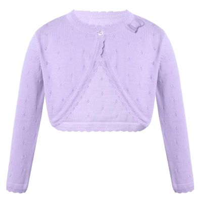 Hularka Kids Girls Knit Cardigan Sweater Long Sleeve One Button Bolero Shrug Wedding Birthday Party Dress Cover Up Purple 4 Years