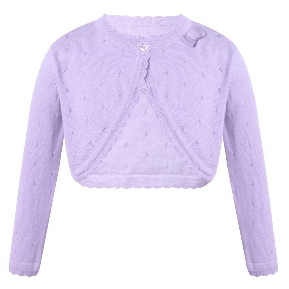 Hularka Kids Girls Knit Cardigan Sweater Long Sleeve One Button Bolero Shrug Wedding Birthday Party Dress Cover Up Purple 4 Years