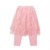 Agoky Kids Girls Elastic Waist Footless Leggings Pants with Star Sequin Print Irregular Mesh Tutu Skirt Pink 3-4 Years view 1