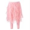 Agoky Kids Girls Elastic Waist Footless Leggings Pants with Star Sequin Print Irregular Mesh Tutu Skirt Pink 3-4 Years view 2