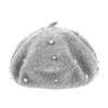 Queenbox Girls Faux Pearl Beret Hat, Kids Candy Color Autumn Winter Cap Toddler & Baby, Light Gray view 1