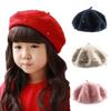 Queenbox Girls Faux Pearl Beret Hat, Kids Candy Color Autumn Winter Cap Toddler & Baby, Light Gray view 2