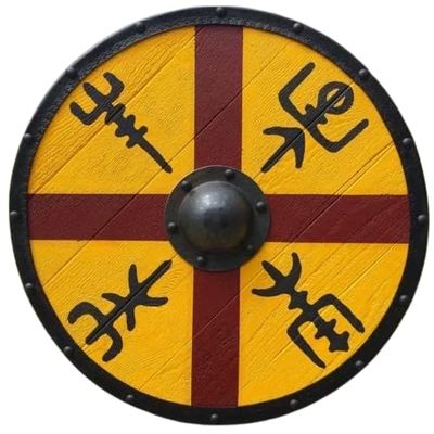 ARTIZANSTORE Medieval Vikings Shield, 24" Wood & Steel Armor Battle Ready Round Decorative Shield