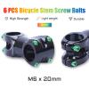 SPEEDWOX 6pcs Bicycle Stem Screw with Washers Set Titanium Alloy Bike Allen Hex Tapered Bolts Screw for MTB Road Bike Stem Parts,M6 x 20mm Green view 2