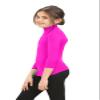 Girls Boys Turtle Polo Neck T-Shirt Kids Long Sleeve Plain Casual Basic Tee Top Neon Pink view 2