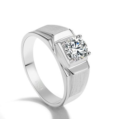 Men 925 Sterling Silver Cubic Zirconia Rings Circular Cut CZ Engagement Rings Wedding Band For Women Bridal Size 6-12 (13)