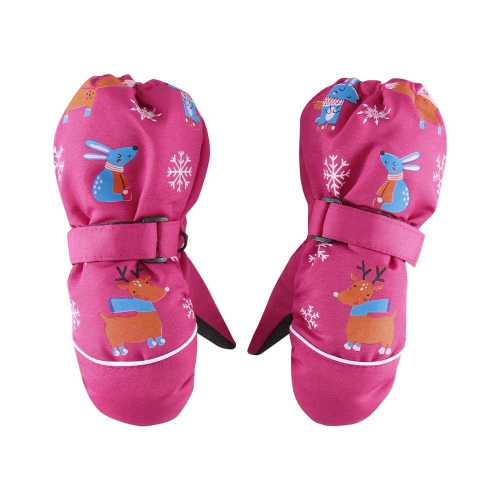 Kids Ski Mittens for Boys Girls Waterproof Snow Ski Mittens Long Cuff Winter Gloves for Toddlers 3-12 Years (Hot Pink, 3-5 Years)