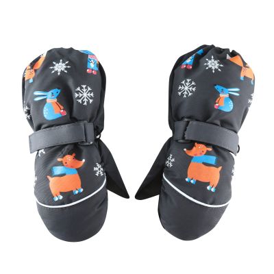 Kids Ski Mittens for Boys Girls Waterproof Snow Ski Mittens Long Cuff Winter Gloves for Toddlers 3-12 Years (Gray, 3-5 Years)