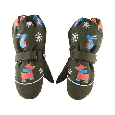 Kids Ski Mittens for Boys Girls Waterproof Snow Ski Mittens Long Cuff Winter Gloves for Toddlers 3-12 Years (Green, 8-12 Years)