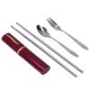 3PCS Premium Travel Utensils With Case, Stainless Steel Reusable Portable Utensils Set With Case,Travel Silverware Set With Case for Camping Picnic Workplace view 1