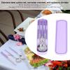 Stainless Steel Flatware Set with Portable Box, Reusable Flatware Cutlery Set, Camping Travel Utensils Set Include Fork Spoon Chopsticks(Purple) view 2
