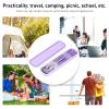 Stainless Steel Flatware Set with Portable Box, Reusable Flatware Cutlery Set, Camping Travel Utensils Set Include Fork Spoon Chopsticks(Purple) view 4