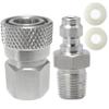 HMKUGO 1/8 NPT Female Connector and 8mm Male Plug Fill Nipple Quick-Disconnect Set, Stainless Steel Remote Line Male & Female Set for PCP Foster Paintball Airsoft Air Gun Tool view 1