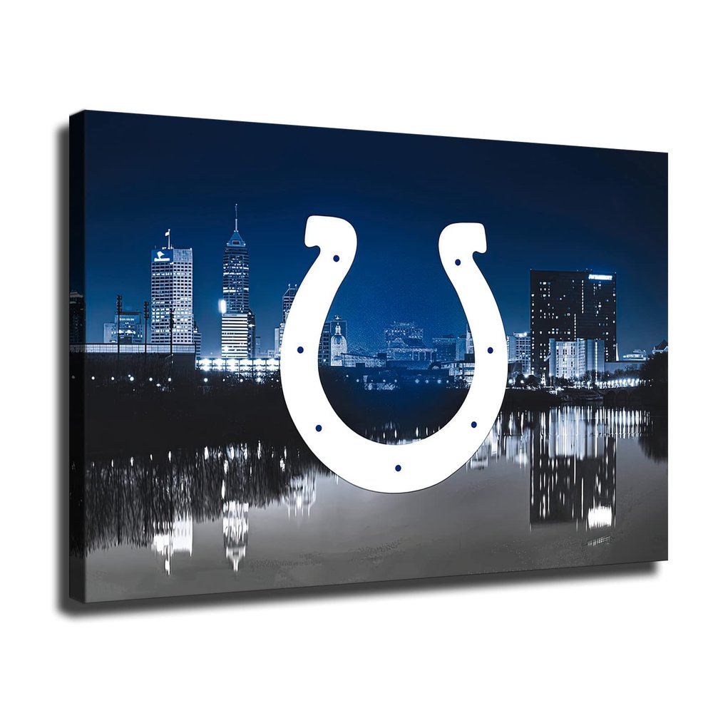 Indianapolis City Colts Football Poster American Football Sports Canvas Printed Wall Decoration Art Living Room Artwork Poster Bedroom Living Room Decoration Painting (Framed,24x36inch)