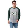 Green Bay Packers NFL Mens Gray Big Logo Raglan - L view 1