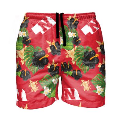 FOCO Nebraska Cornhuskers NCAA Mens Floral Swimming Trunks - S