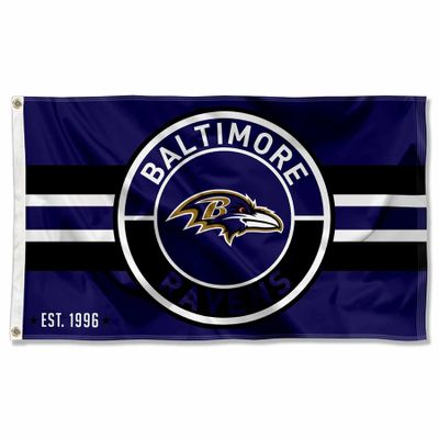 Baltimore Ravens Patch Button Circle Logo Flag Large 3x5 Banner