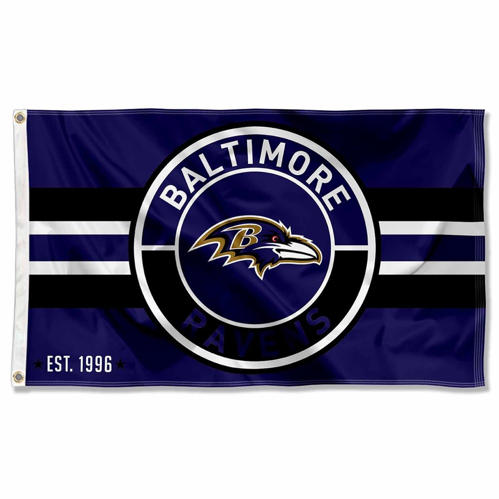 Baltimore Ravens Patch Button Circle Logo Flag Large 3x5 Banner