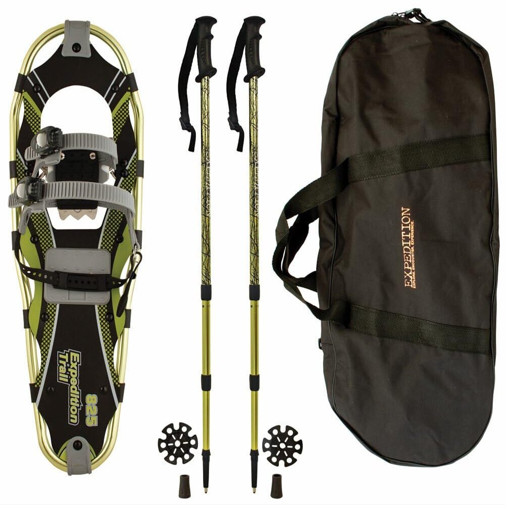Expedition Lightweight Aluminum Frame Snowshoe Trail Kit with Twist-Lock Trekking Poles, Dual Ratchet Bindings & XPE Trail-Flex Decking, Includes Waterproof Carry Bag, 30", Up to 250 lbs