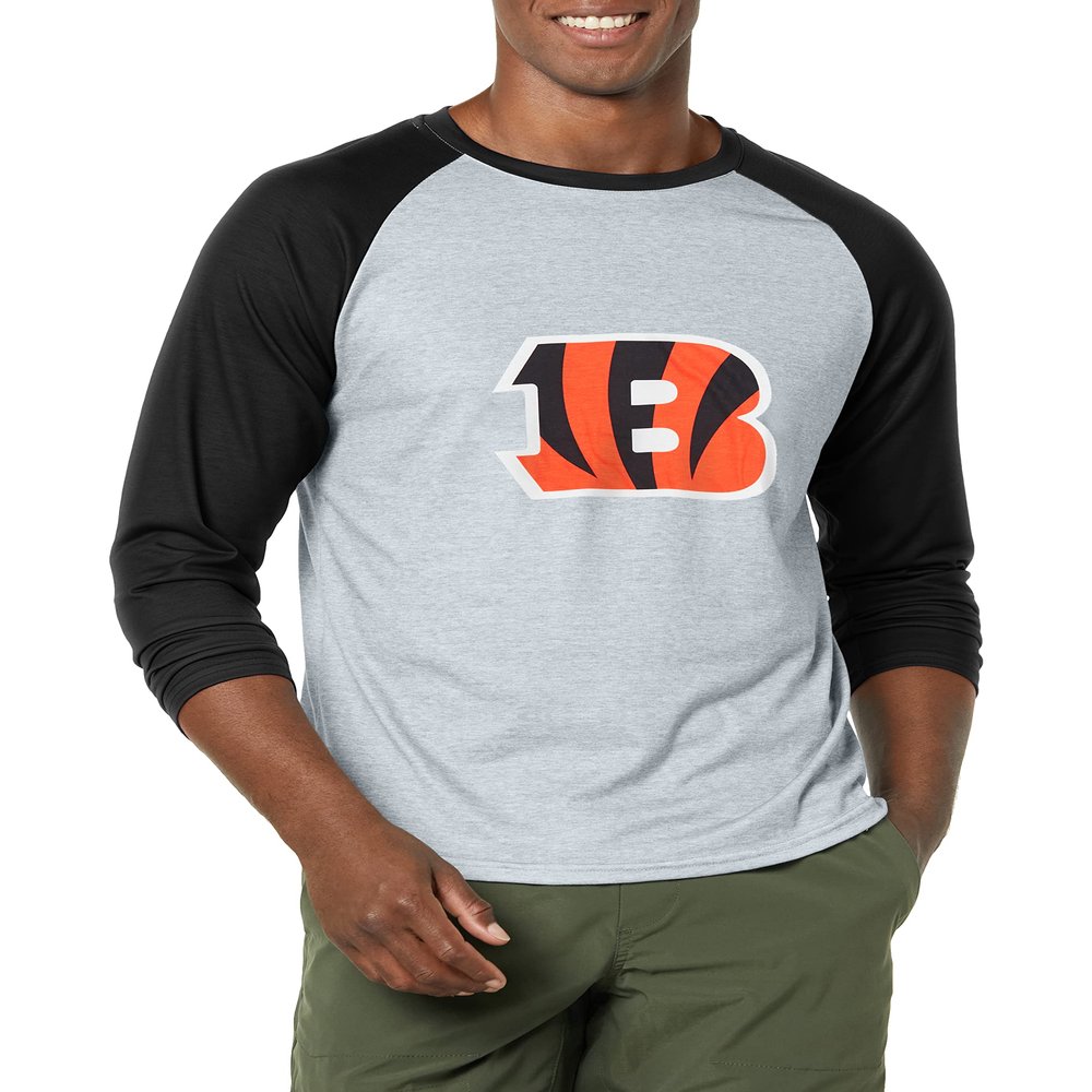 FOCO Cincinnati Bengals NFL Mens Gray Big Logo Raglan - M