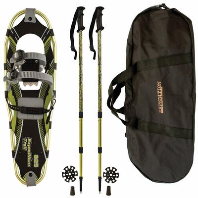 Expedition Lightweight Aluminum Frame Snowshoe Trail Kit with Twist-Lock Trekking Poles, Dual Ratchet Bindings & XPE Trail-Flex Decking, Includes Waterproof Carry Bag, 19", Up to 120 lbs