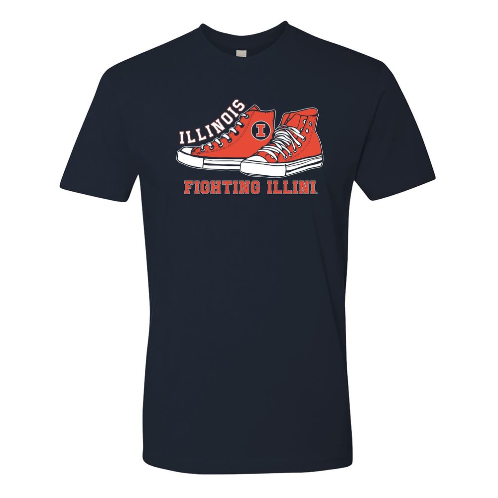 AS1196NL - Illinois Fighting Illini High Tops Premium Cotton T Shirt - X-Large - Midnight Navy