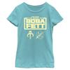 Star Wars Book Boba Fett Armor Logo Girls Short Sleeve Tee Shirt, Tahiti Blue, X-Large view 1