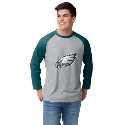 FOCO Philadelphia Eagles NFL Mens Gray Big Logo Raglan - L